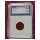 1955-S Wheat Penny - Red MS68