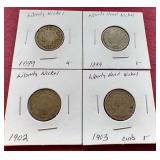 (4) Liberty "V" Nickels
