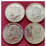 (4) 90% Silver Kennedy Half Dollars