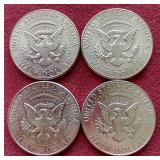 (4) 90% Silver Kennedy Half Dollars