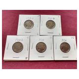 (5) Buffalo Nickels - Earlier Dates