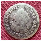 1780 Bolivia Silver 1/2 Reale Coin