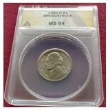 1984-P *Broadstruck* Error Nickel - ANACS MS64