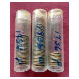 (3) Partial Wheat Penny Tubes