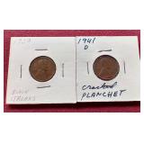 (2) Die Error Wheat Pennies
