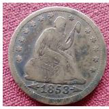 Awesome 1853 Seated Liberty Quarter - Arrows & Rays