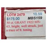 RARE 1922 US Grant Commemorative Silver Half Dollar