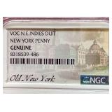 1700s VOC NE Indies Duit "New York Penny" - NGC Authentic