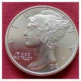 Awesome 2 oz Silver "Mercury Dime" Silver Round
