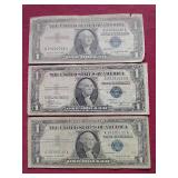(3) Silver Certificate $1 Notes