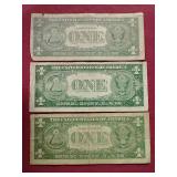 (3) Silver Certificate $1 Notes
