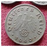 (3) German Third Reich Coins - 1/5/10 Pfennig