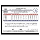 2024 Topps Shohei Ohtani Baseball Card #500 Gold Parallel Serial #