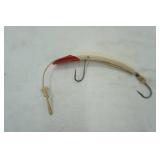 Vintage Wooden Fishing Lure Red & White 5"