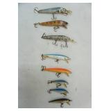 Vintage Rapala Fishing Lures & Rebel Minnows Lot (8ct)