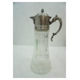 Vintage Godinger Crystal Glass Pitcher, Silver Plated Carafe