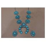 Squash Blossum Turquoise Necklace and Earrings