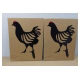 *2* 11" Metal Chicken Yard Ornaments