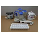 Assorted Kitchen Items - Mini Crockpot, Tupperware, Electric Knife