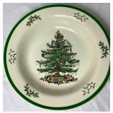 Vintage Spode Christmas Tree Imperial Cookware Stone China Souffle Dish, Large 11.5" Rimmed Serving Bowl and 11.5" Oval Divided Dish