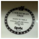 Vintage Spode Christmas Tree Imperial Cookware Stone China Souffle Dish, Large 11.5" Rimmed Serving Bowl and 11.5" Oval Divided Dish