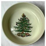 Vintage Spode Christmas Tree Imperial Cookware Stone China Souffle Dish, Large 11.5" Rimmed Serving Bowl and 11.5" Oval Divided Dish