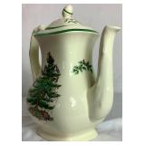 Vintage Spode Christmas Tree 89.5" Coffee Pot and 8" Teapot and Lid