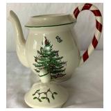 Vintage Spode Christmas Tree 89.5" Coffee Pot and 8" Teapot and Lid