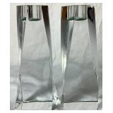 Pair of Orrefors Tornado Crystal Candlesticks 6.5" Tall - Signed and  Orrefors Ice Cube Votive Candle Holder