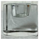 Pair of Orrefors Tornado Crystal Candlesticks 6.5" Tall - Signed and  Orrefors Ice Cube Votive Candle Holder