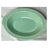 Vintage Lu-Ray Pastels 10.5" Oval Ceramic Serving Dishes (2 Pink, 1 Green) and 9.5" Blue Oval Pickle Dish