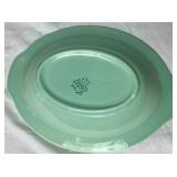 Vintage Lu-Ray Pastels 10.5" Oval Ceramic Serving Dishes (2 Pink, 1 Green) and 9.5" Blue Oval Pickle Dish