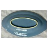 Vintage Lu-Ray Pastels 10.5" Oval Ceramic Serving Dishes (2 Pink, 1 Green) and 9.5" Blue Oval Pickle Dish
