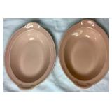 Vintage Lu-Ray Pastels 10.5" Oval Ceramic Serving Dishes (2 Pink, 1 Green) and 9.5" Blue Oval Pickle Dish