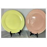 Set of 2 Vintage Lu-Ray Pastels 14" Round Platters (Pink and Yellow)