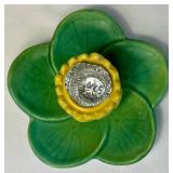 Vintage Weller Pumila Lily Pad and Lotus Flower Candle Holders