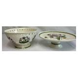 Portmeirion Botanic Garden Pierced Compote Footed Bowl and Cake Stand