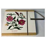 Portmeirion Botanic Garden Trivet, Salt & Pepper, Cheese Slicer Board, Cheese Knife & Spreader and Melamine Chopping Board