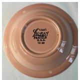 Set of 7 Vintage Lu-Ray Pastels 5.25" Dessert Bowls (2 Pink, 2 Yellow, 2 Blue, 1 Green),  Set of 3 -  7.75" Bowls (1 Green, 1 Yellow, 1 Pink), and 10" Green Handled Relish Tray