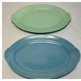 Set of 5 Vintage Lu-Ray Pastels Oval Serving Trays (12" - 2 Pink, 1 Blue, 1 Green and 13.5" - 1 Blue)