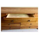 9 Drawer Cherry Stained Lowboy Dresser