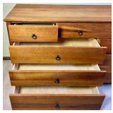 9 Drawer Cherry Stained Lowboy Dresser