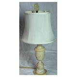 Vintage Hand Carved Alabaster Lamp with Foo Dog Finial