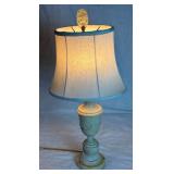 Vintage Hand Carved Alabaster Lamp with Foo Dog Finial