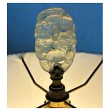 Vintage Hand Carved Alabaster Lamp with Foo Dog Finial