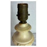 Vintage Hand Carved Alabaster Lamp with Foo Dog Finial