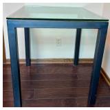 Glass Top Square Table With Metal Base