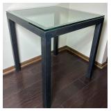 Glass Top Square Table With Metal Base