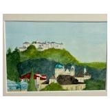 Set of 3 Scenic Watercolor Paintings in Gold-Toned Frames