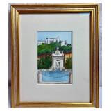 Set of 3 Scenic Watercolor Paintings in Gold-Toned Frames